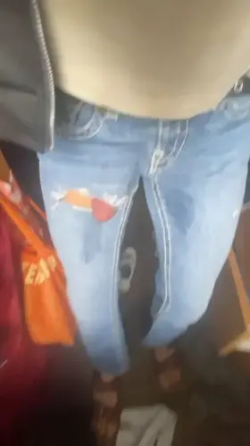 precum all over my ripped jeans. handsfree cumshot