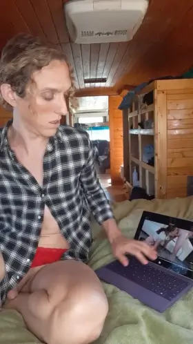 Making porn while watching porn in my tiny house