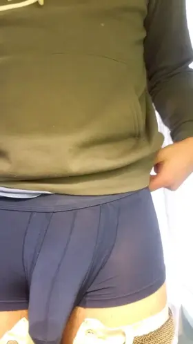 Soft cock in tight blue underwear