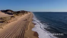 Fooling around on the public beach.