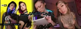 VRBANGERS: Cyberpunk 2077 XXX Parody A Hot New Feautristic Cosplay 8K VR Scene With The Sexy Tattooed Asian Babes Sif Blvck, Sindal Xie