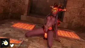 Shyvana bouncing on a dragon dildo [JustFry3D]