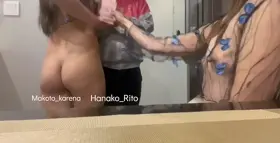 Dares see-through together with my friend to pick up food delivery 😄 [f]