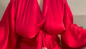 Tittyfuck cumshot in my red robe ❤️