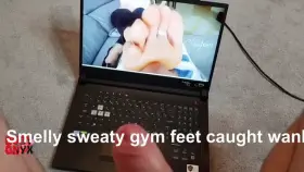 Caught my man wanking over smelly feet and I had just got back from the gym