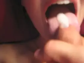 A delicious load on my tongue