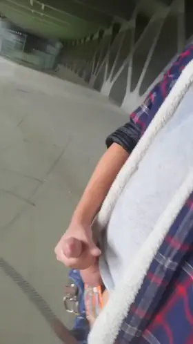 Got caught walking with my dick out on a public bridge.. Continued though.. ;p Cum and some Piss to clean up the mess, hope that's okay for ya'll :D