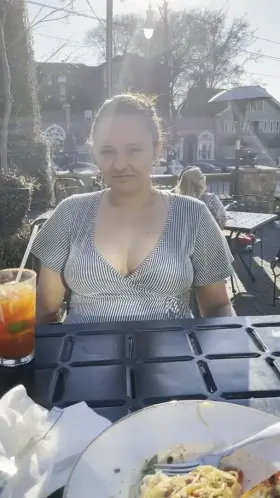 Flashing my tits across the dinner table