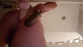 Asian Sissy Fucks Her White and Black Dildos