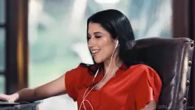 Sneaky cunnilingus under the table during a conference call...