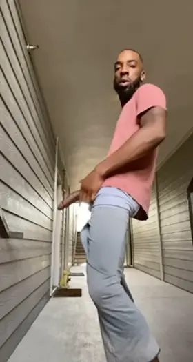 Stroking my DICK outside my neighbors apartment.