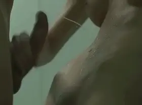 Standing handjob and cumshot