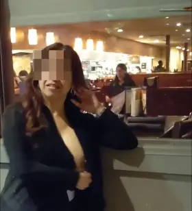 Busty Asian flashing dinners