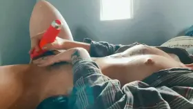 Making myself cum with my roommates cum still on my chest