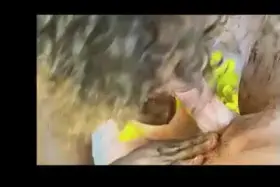 Raven Swallowz Ebony Cum Slut And Pornstar giving a messy chocolate syrup blowjob