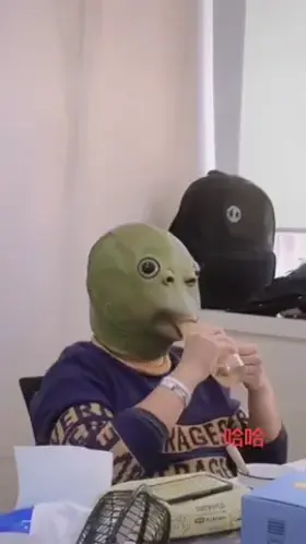 Bird man having a drink