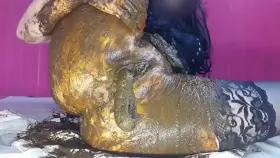 Girl shits out of her pussy and ass while pissing all at the same time