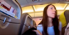 Making Him Cum On The Airplane And Cleaning It Up