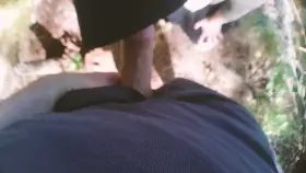 Gagging on his dick outdoors next to a walking trail (oc)
