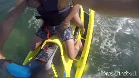 Playing with my cock while riding on the jet ski