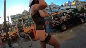 Showing my booty in my topless nun Halloween costume!