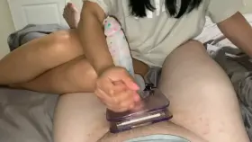 If I let you out you have to stay in the ball crusher and watch me jerk a huge cock!