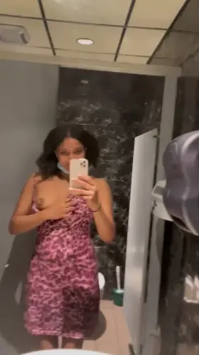 tits out in the restaurant bathroom