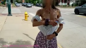 Better spray down my tits...they're going to get a lot of sun flashing them around town!